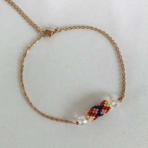 Bracelet tissage en perles miyuki corail et cuivre – Image 2
