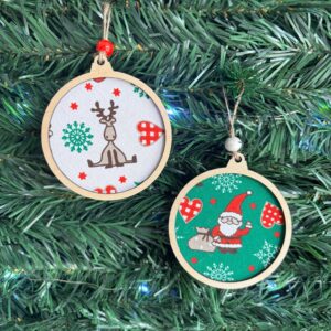 Boules Noël bois et tissu