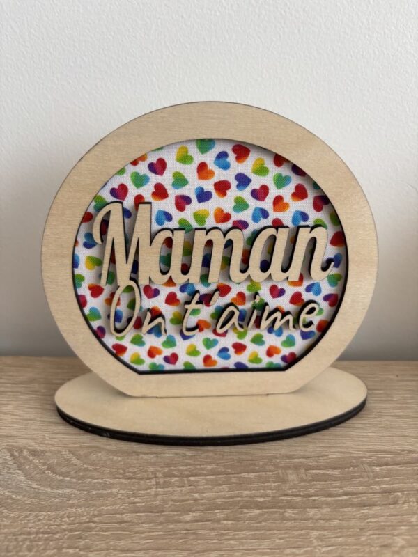 Décoration « On t’aime Maman » - Tissu personnalisable – Image 2