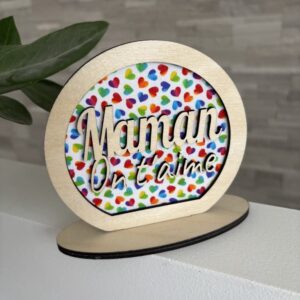 Décoration « On t’aime Maman » - Tissu personnalisable