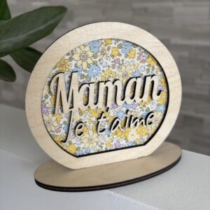 Décoration « Je t’aime Maman » - Tissu personnalisable