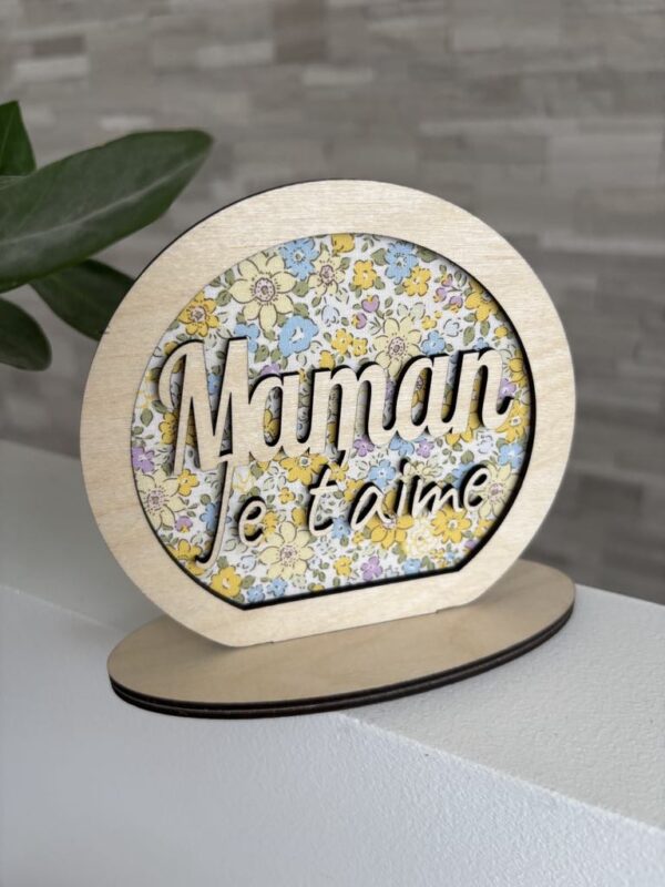 Décoration « Je t’aime Maman » - Tissu personnalisable