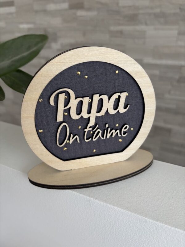 Décoration « On t’aime Papa » - Tissu personnalisable