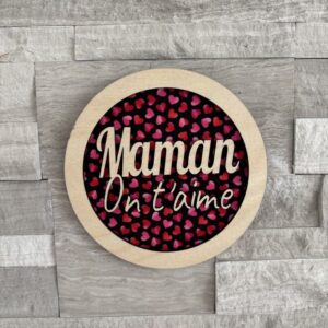 Suspension murale « On t’aime Maman » - Tissu personnalisable