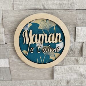 Suspension murale « Je t’aime Maman » - Tissu personnalisable