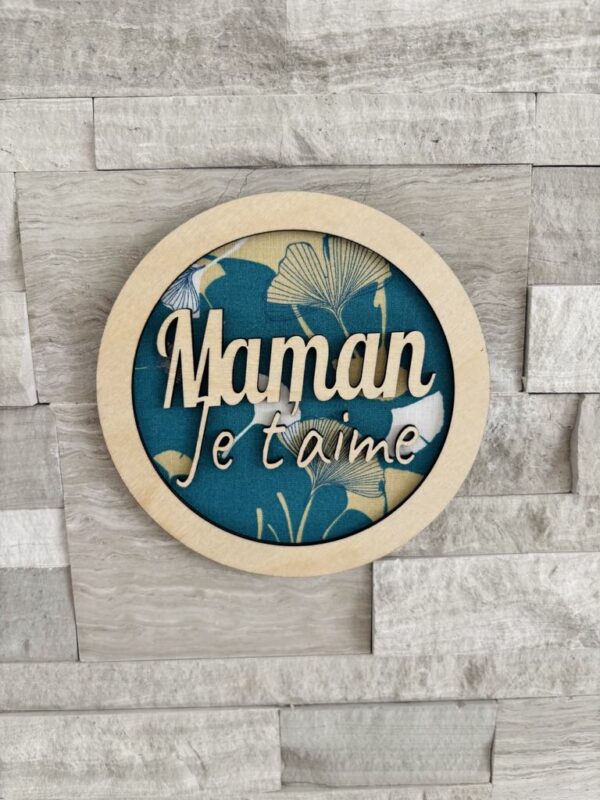 Suspension murale « Je t’aime Maman » - Tissu personnalisable
